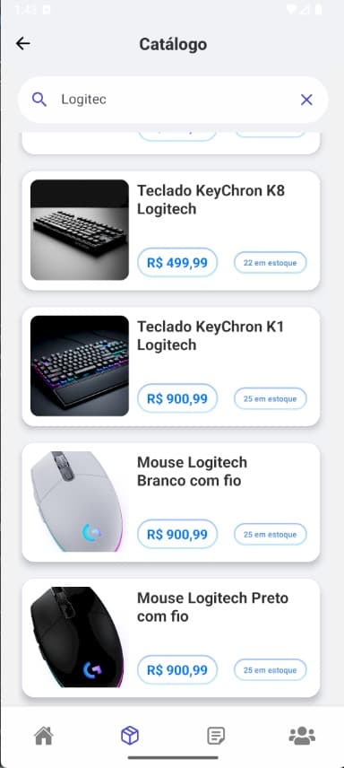 Interface do aplicativo Força de Vendas para representantes comerciais